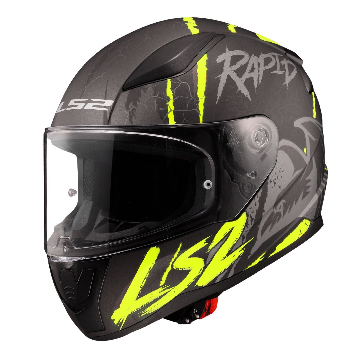 LS2 RAPID 2 / Raven Mat Siyah-Gri-Neon Sarı Motosiklet Kaskı – Full Face, Güvenli & Konforlu Tasarım
