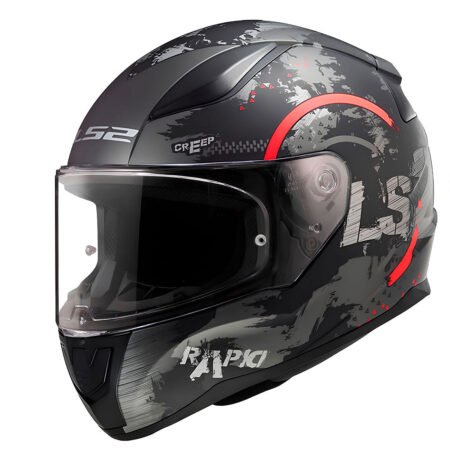 LS2 RAPID 2 / Circle Mat Siyah-Kırmızı Motosiklet Kaskı – Full Face, Güvenli & Konforlu Tasarım