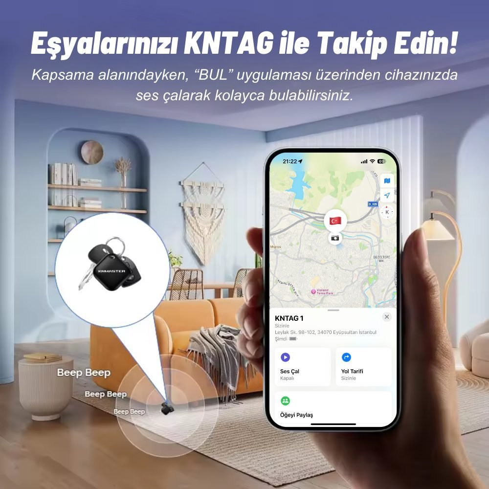 KNMASTER KNTAG 1 – Apple Uyumlu Akıllı Takip Cihazı - Görsel 6