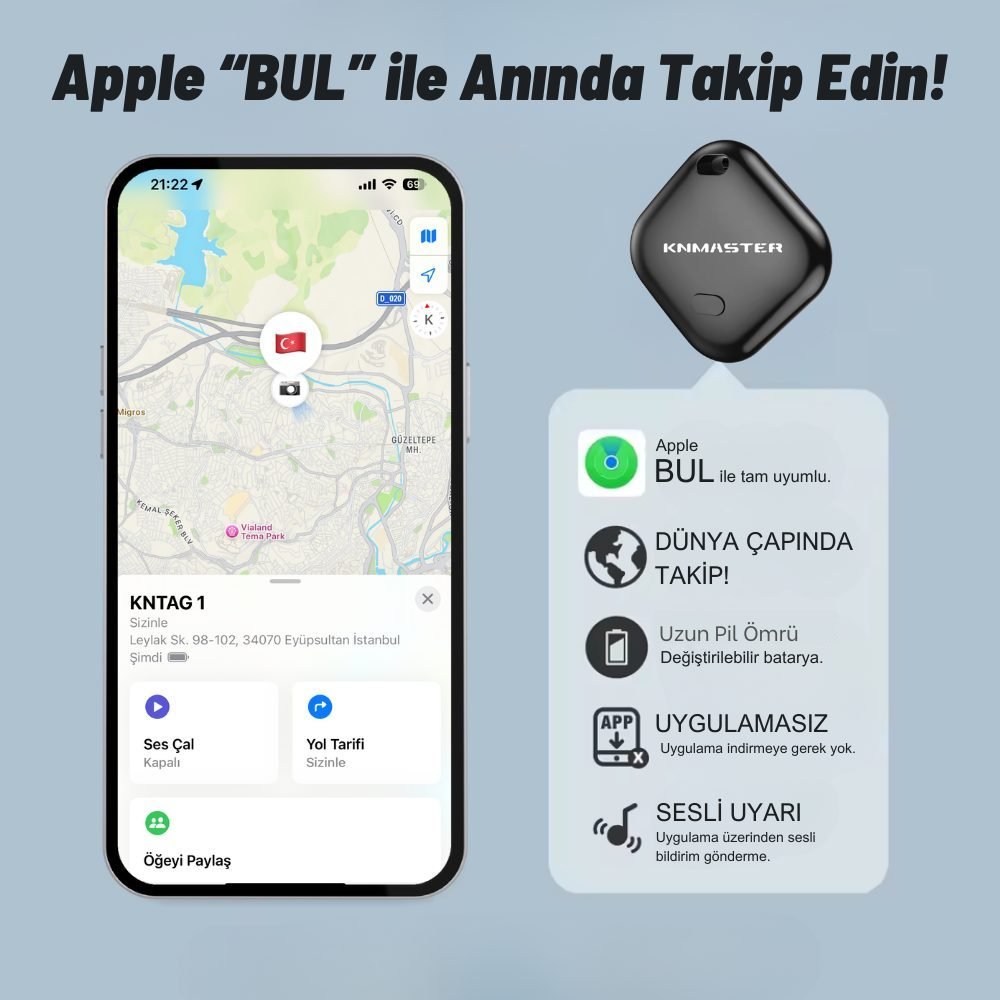 KNMASTER KNTAG 1 – Apple Uyumlu Akıllı Takip Cihazı - Görsel 3
