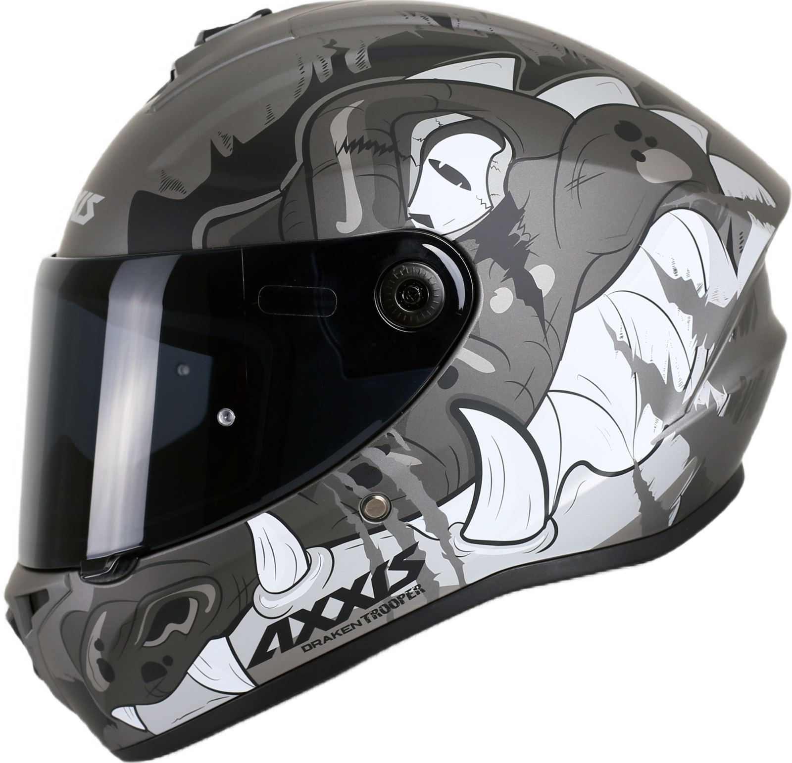 Draken S Trooper D2 / Mat Gri Full Face Motosiklet Kaskı - İntercom Uyumlu, DOT VE ECE 22.06