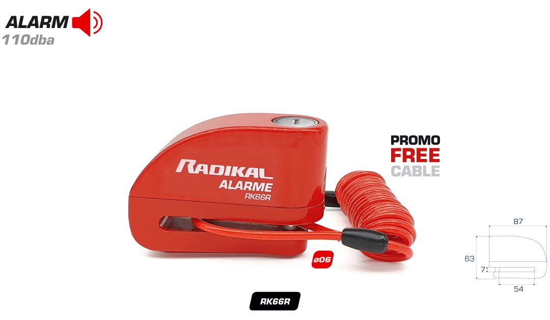 RADIKAL / RK66R Motosiklet Disk Kilit Alarmı 110db Güçlendirilmiş Su Geçirmez Kilit - Görsel 4