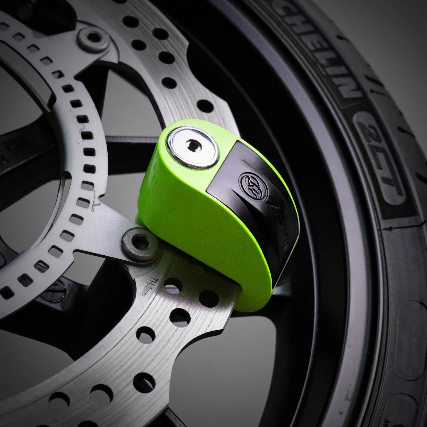 ZT6 | Yeşil 120 dB Alarmlı Motosiklet Disk Kilidi – IP67, Su Geçirmez, Çelik Güvenlik Kilidi