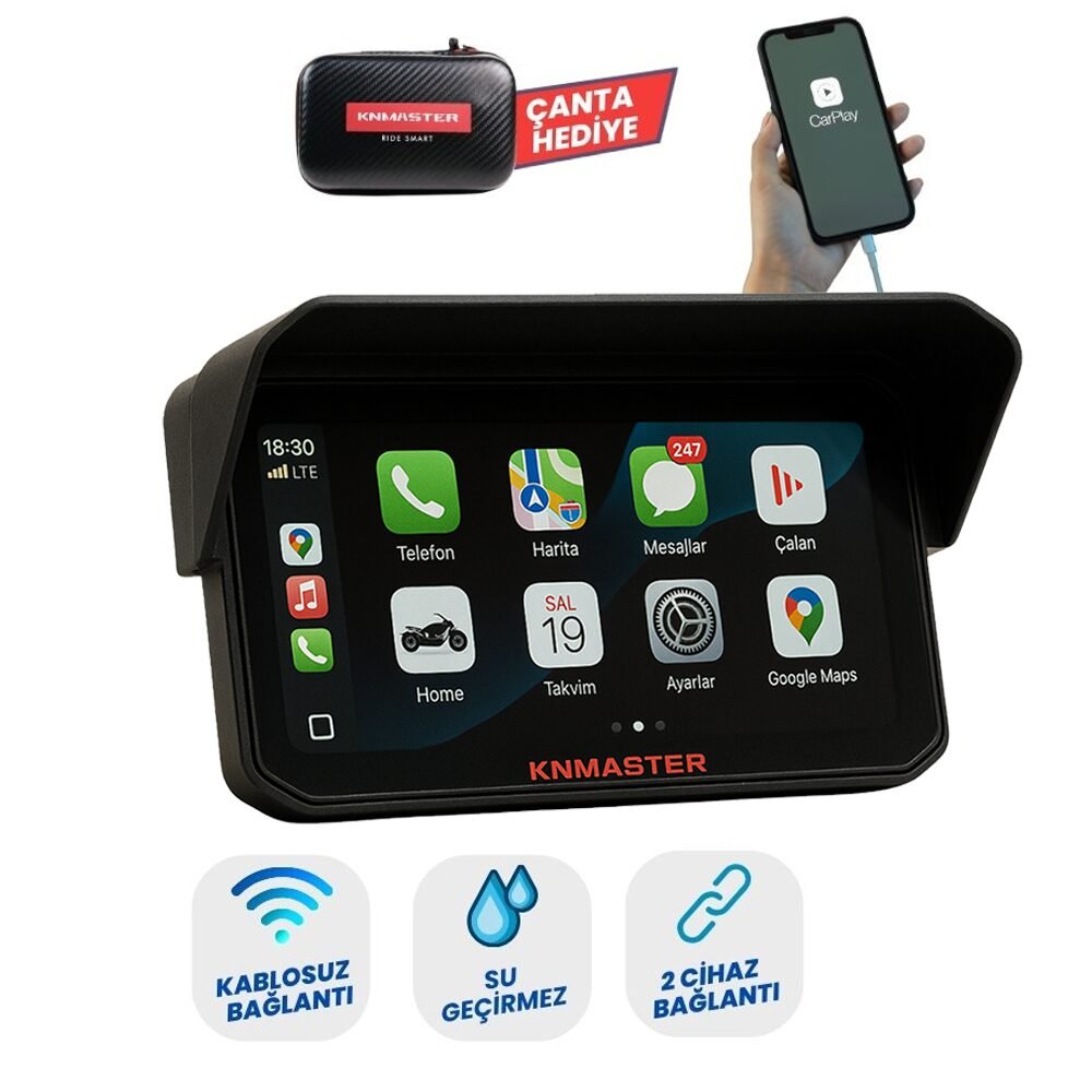 KNMASTER MOTOPLAY 1000 – 6.25” Kablosuz CarPlay & Android Auto Destekli Motosiklet Multimedya Ekranı - Görsel 9
