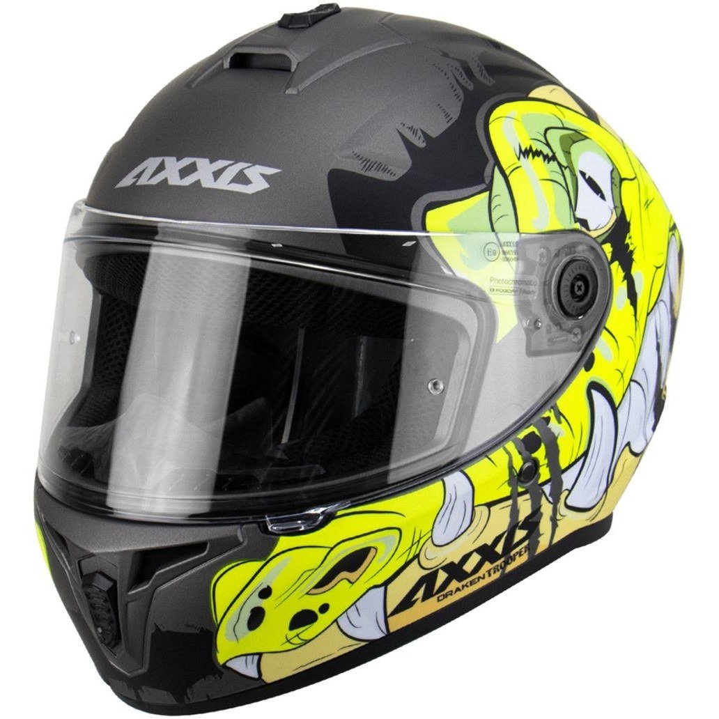 Draken S Trooper D3 / Mat Flu Sarı Full Face Motosiklet Kaskı - İntercom Uyumlu, DOT VE ECE 22.06