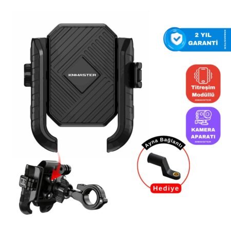 KNMASTER TT500 Titreşim Önleyicili Motosiklet Telefon Tutucu (Kamera Bağlantılı)