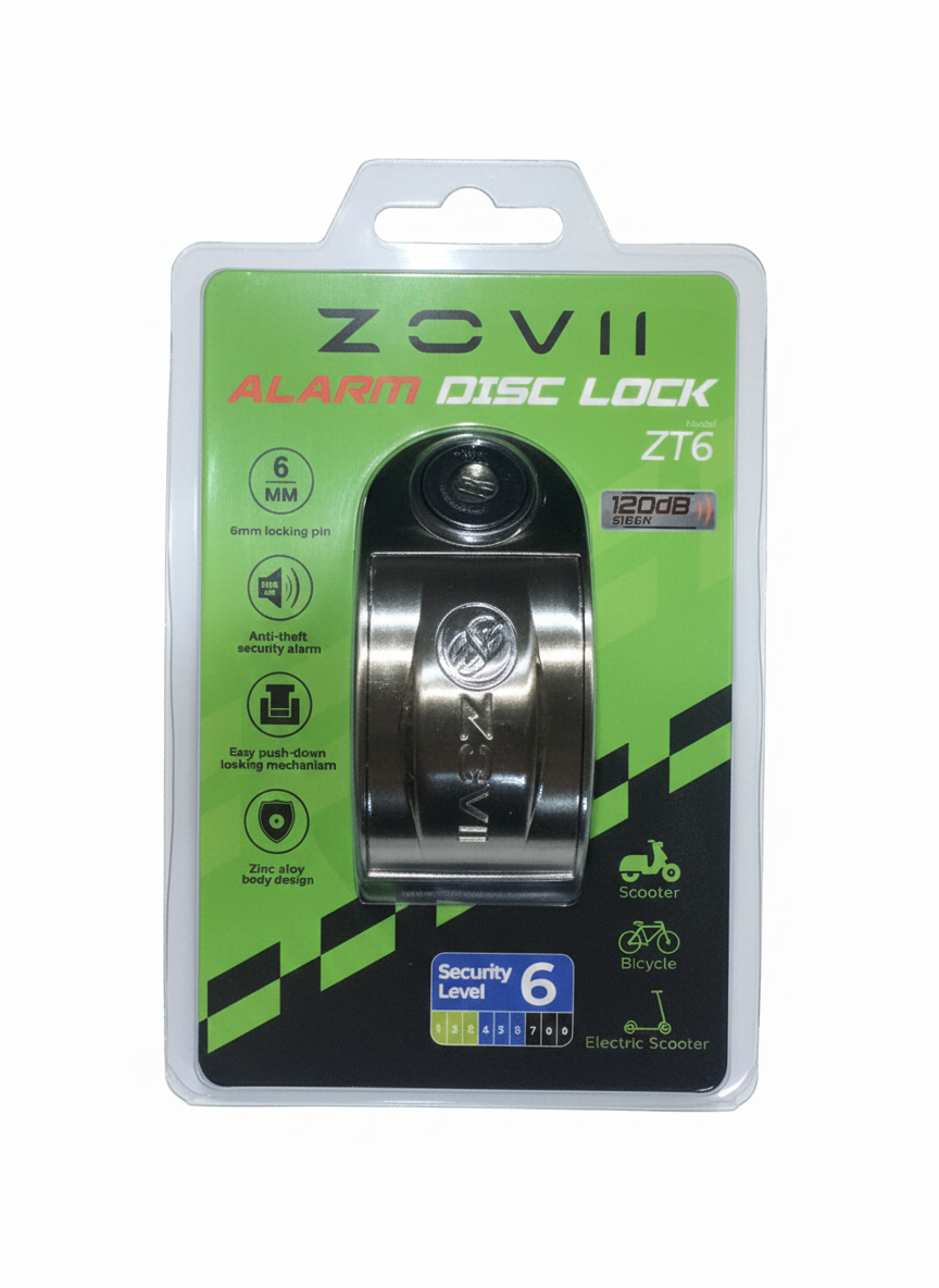 ZT6 | Gri 120 dB Alarmlı Motosiklet Disk Kilidi – IP67, Su Geçirmez, Çelik Güvenlik Kilidi - Görsel 4
